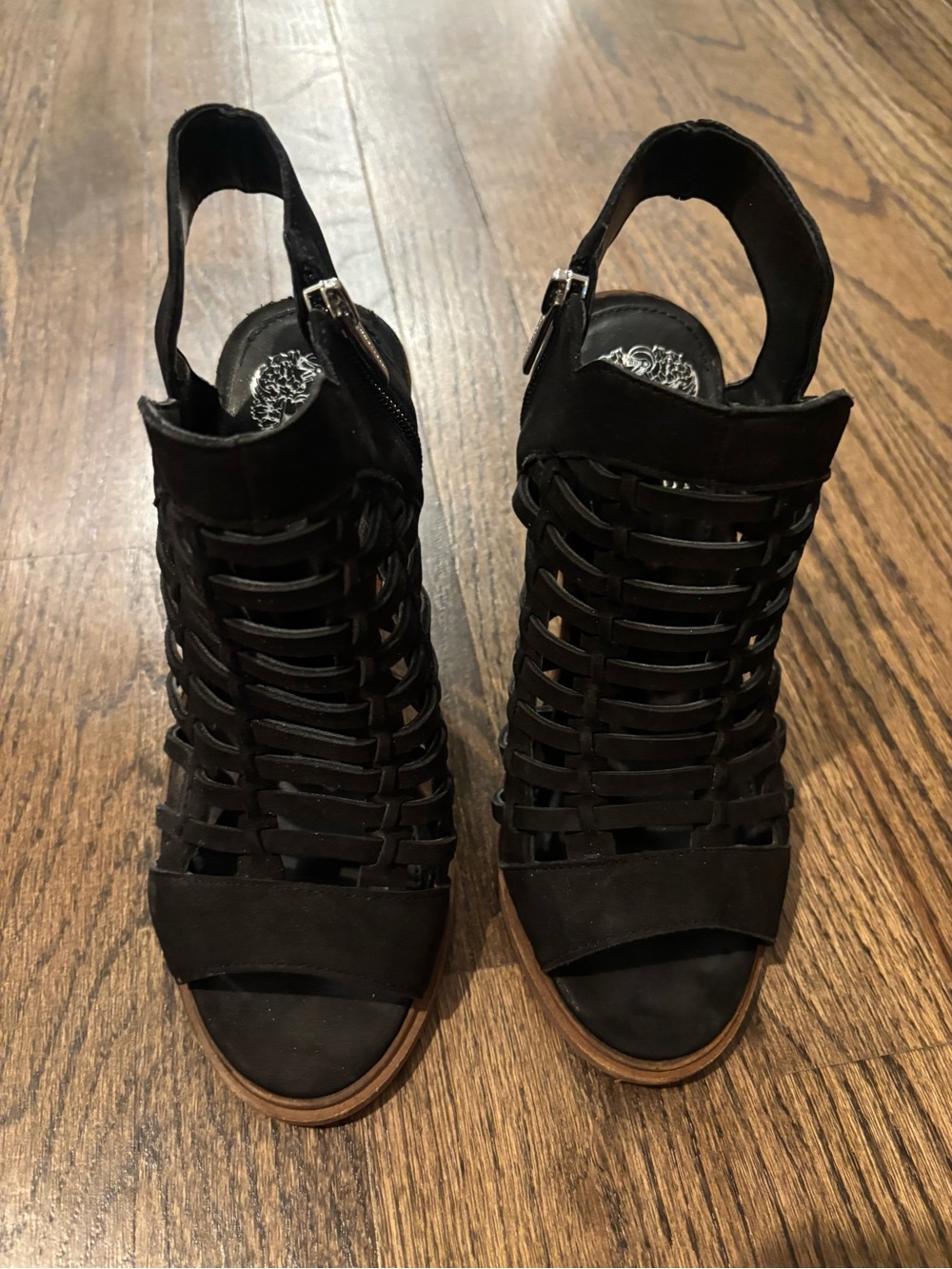 Black Woven Slingback Heeled Sandals - Women